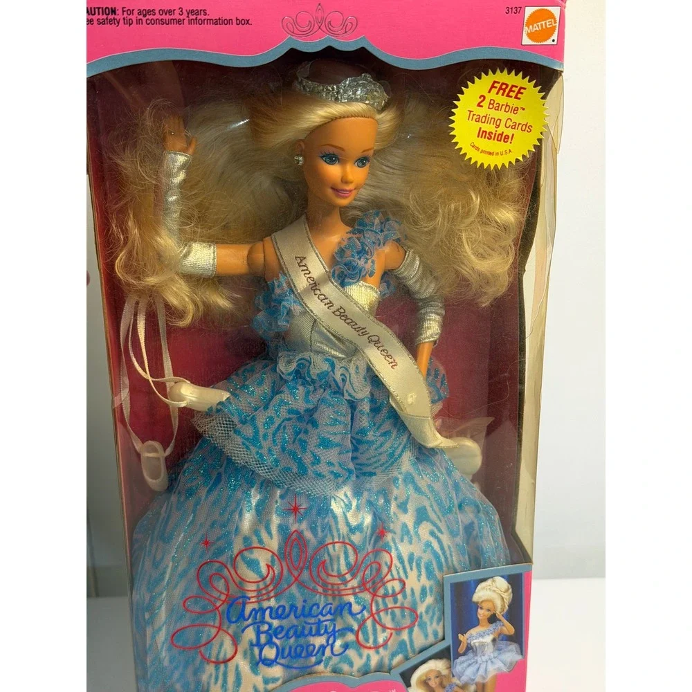 VTG 1991 Mattel American Beauty Queen Barbie Doll #3137 Blue Gown NIB 90s Toy‎